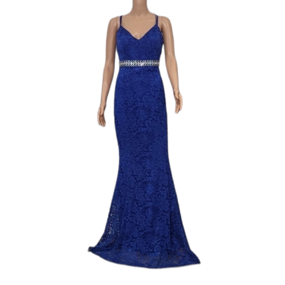 FE FOREVER Women's Royal Blue Lace Maxi Dress‎ Party/Cocktail Size L